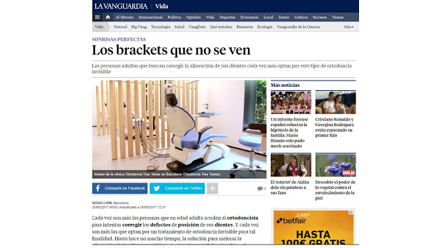 Foto 1 del artículo del Doctor Fernando de la Iglesia sobre publicación en La Vanguardia Los brackets que no se ven